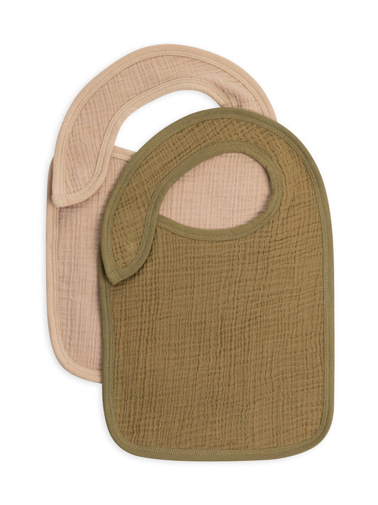 Organic Baby Muslin Classic Bib Set (2-pack) - Clay + Herb