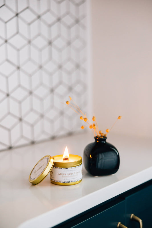 Allspice Ginger & Vanilla Essential Oil Small Tin Candle