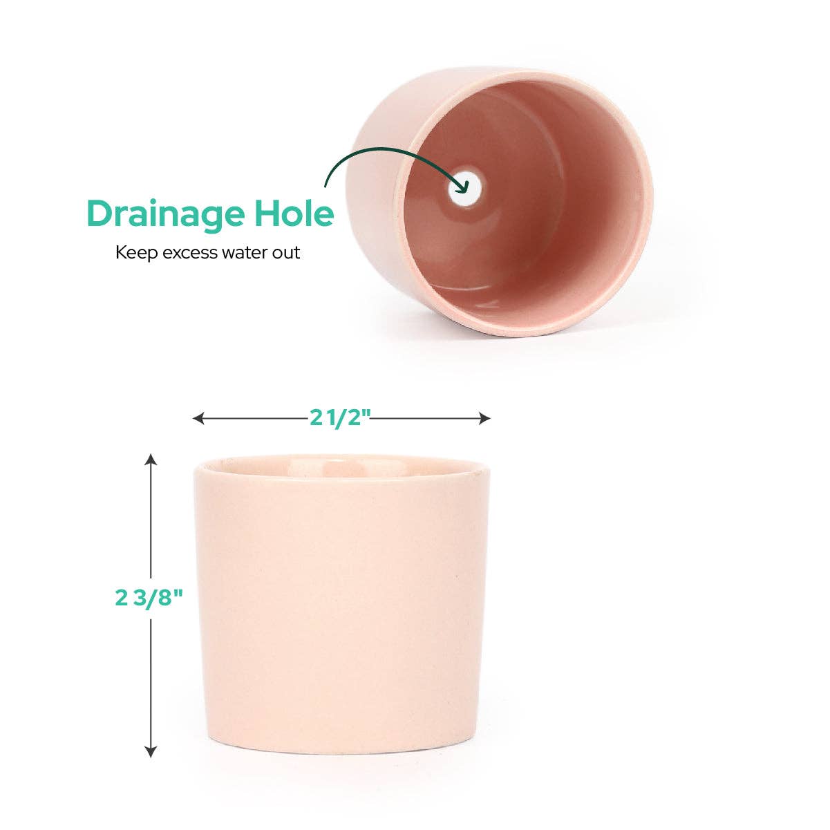 Coral Modern Cylinder Pot - Minimal Ceramic Pot for Plants