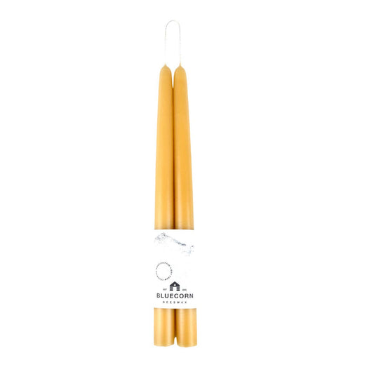 Pair of Hand-Dipped Beeswax Taper Candles: 10" / Raw