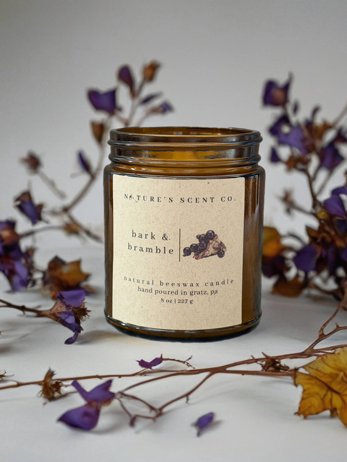 Bark & Bramble | Beeswax Candle | Wood Wick | Gift