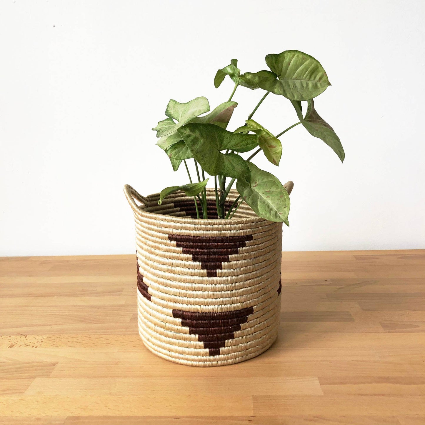 Handled Storage Plant Basket: Brick Triangle: 10"x10"