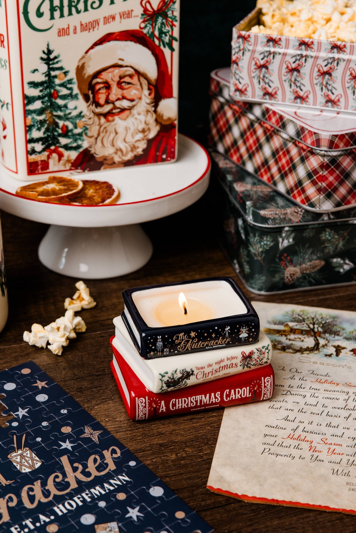 Stacked Christmas Carol Candle