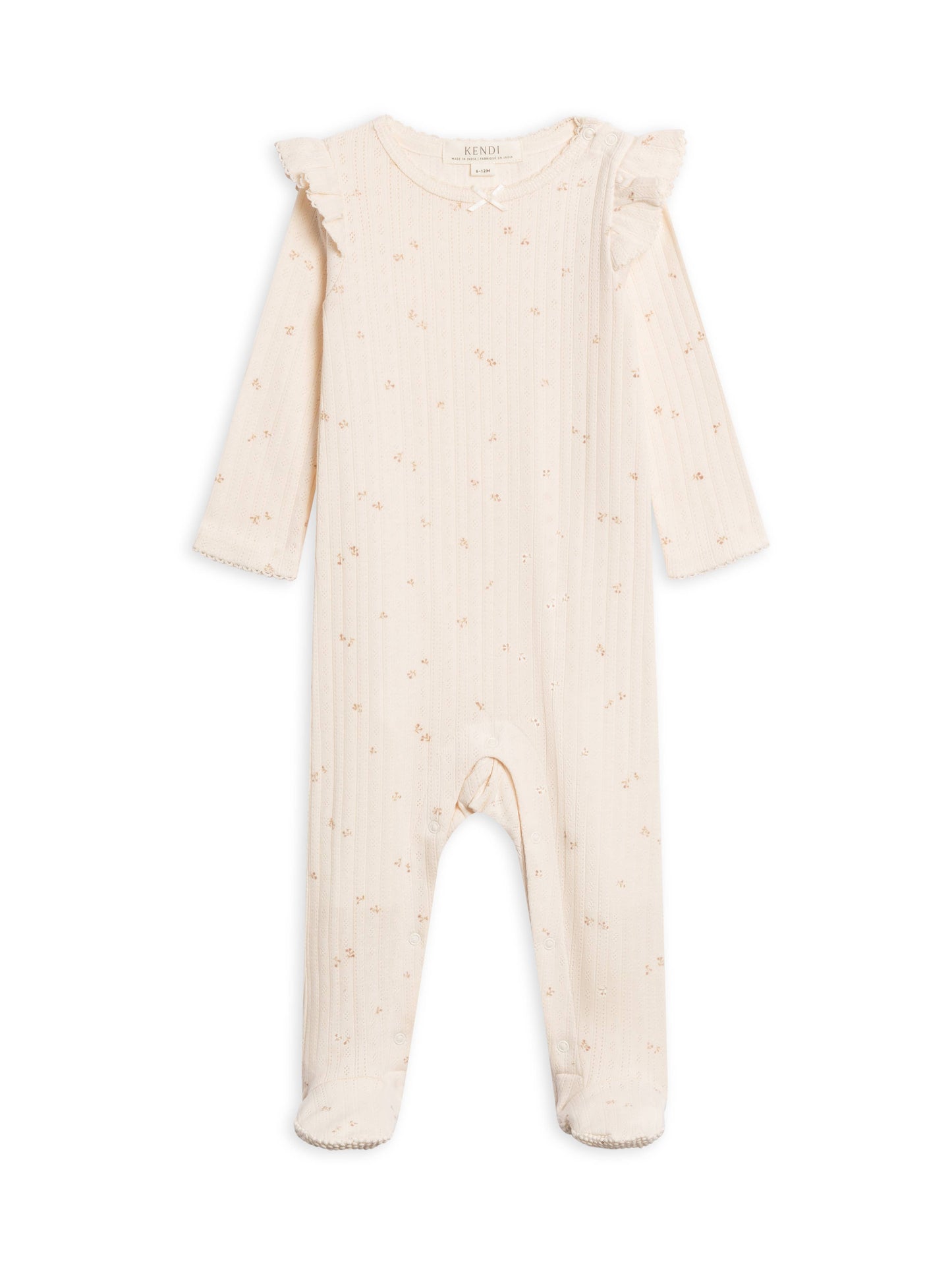 Addy Brushed Back Pointelle Flutter Sleeve Footed Romper