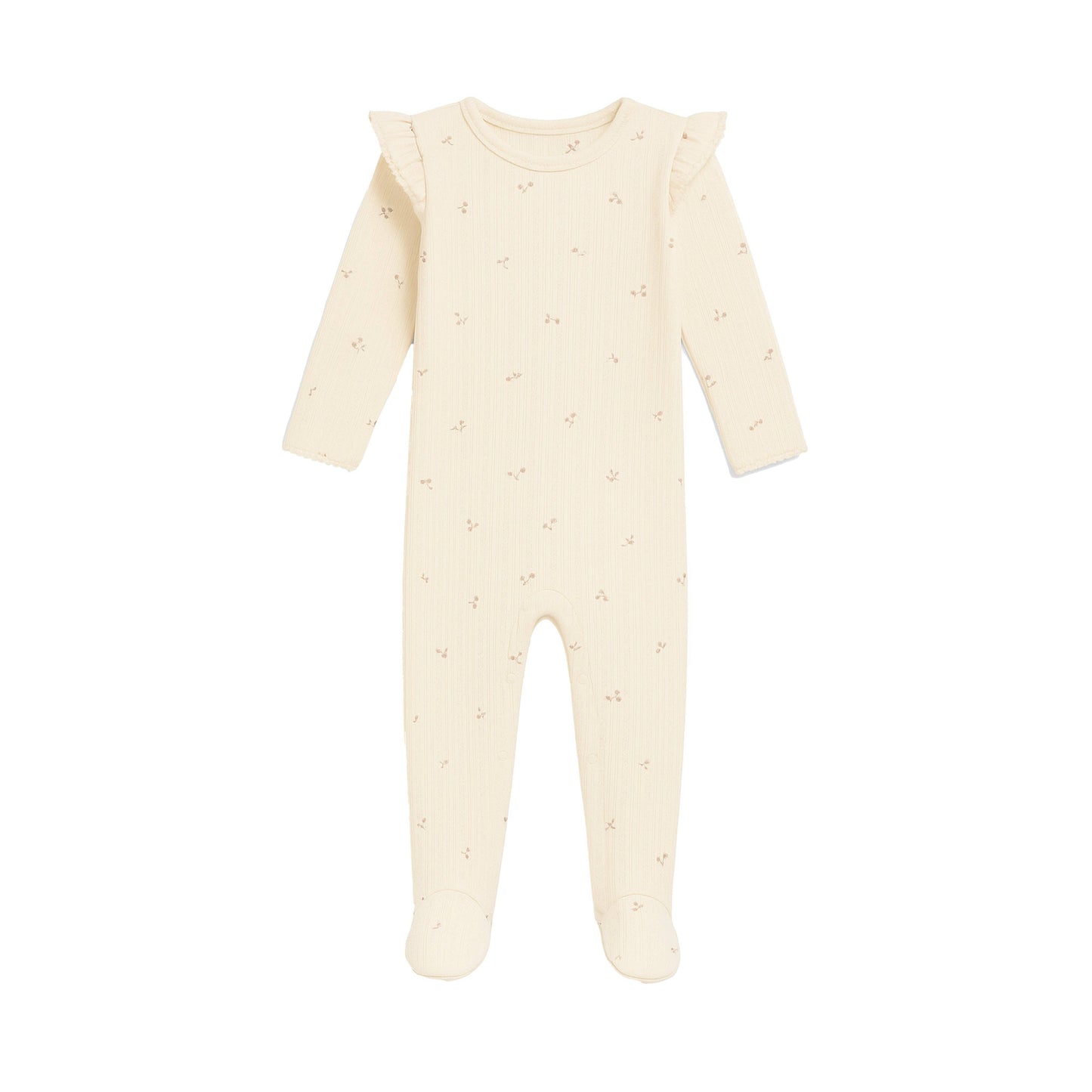 Addy Brushed Back Pointelle Flutter Sleeve Footed Romper