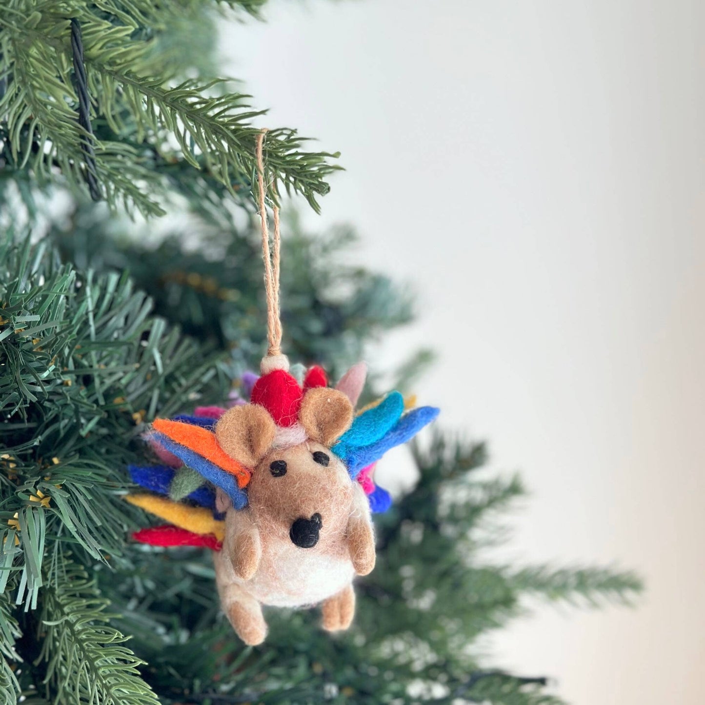 Hedgehog Ornament with Mushroom: Gray