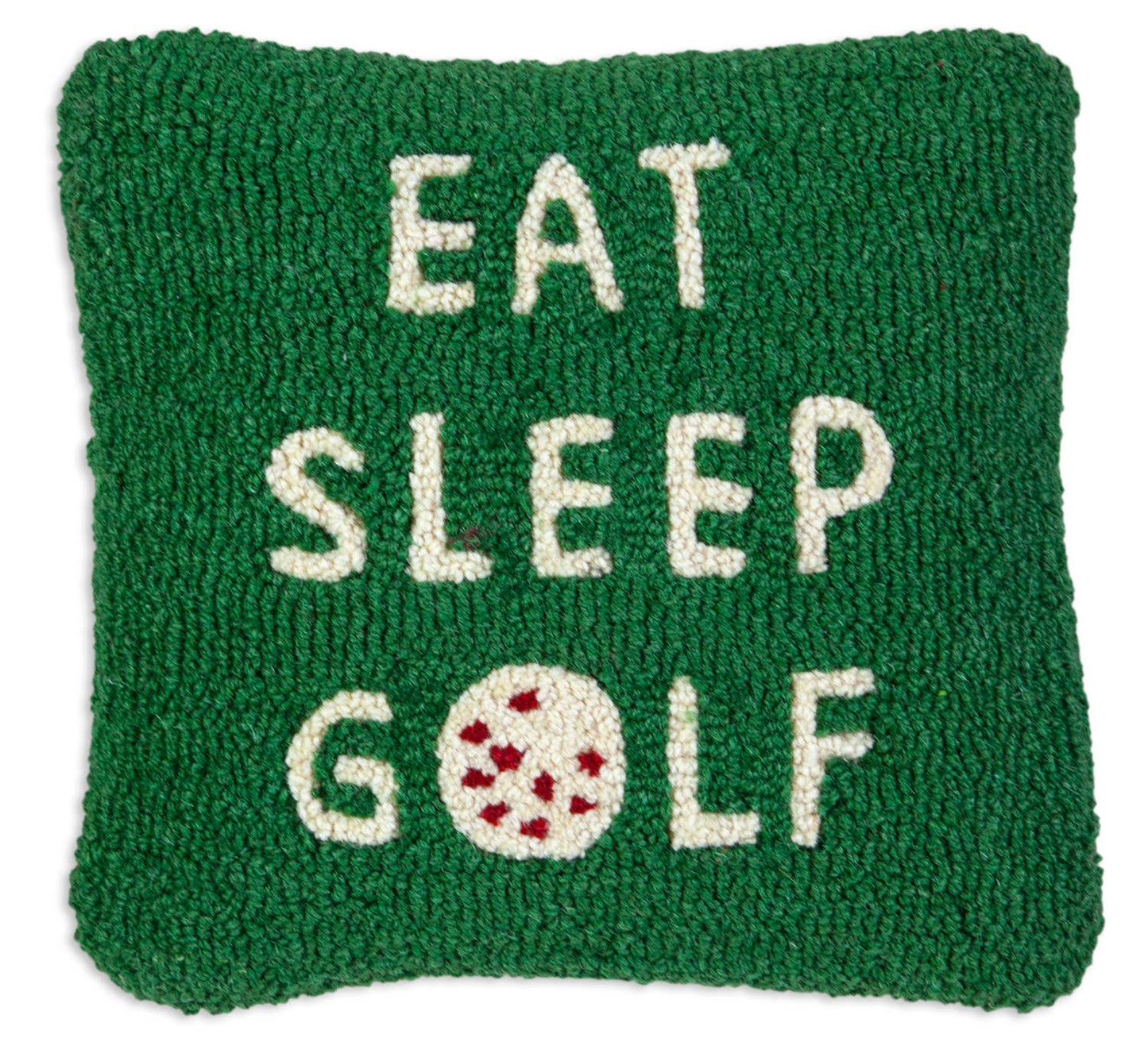 Eat Sleep Golf 14"x14"  Hooked Wool Pillow