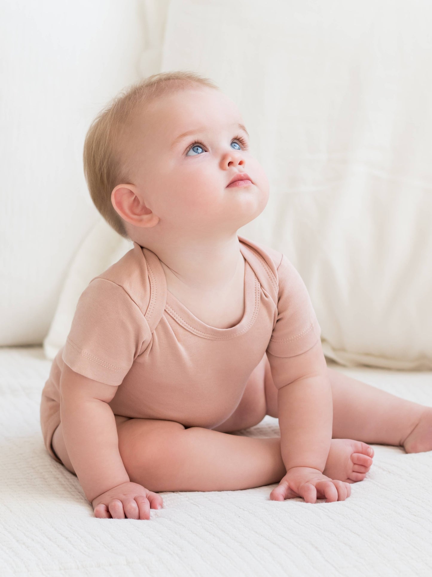 Organic Baby Short Sleeve Classic Bodysuit - Blush: 3-6M