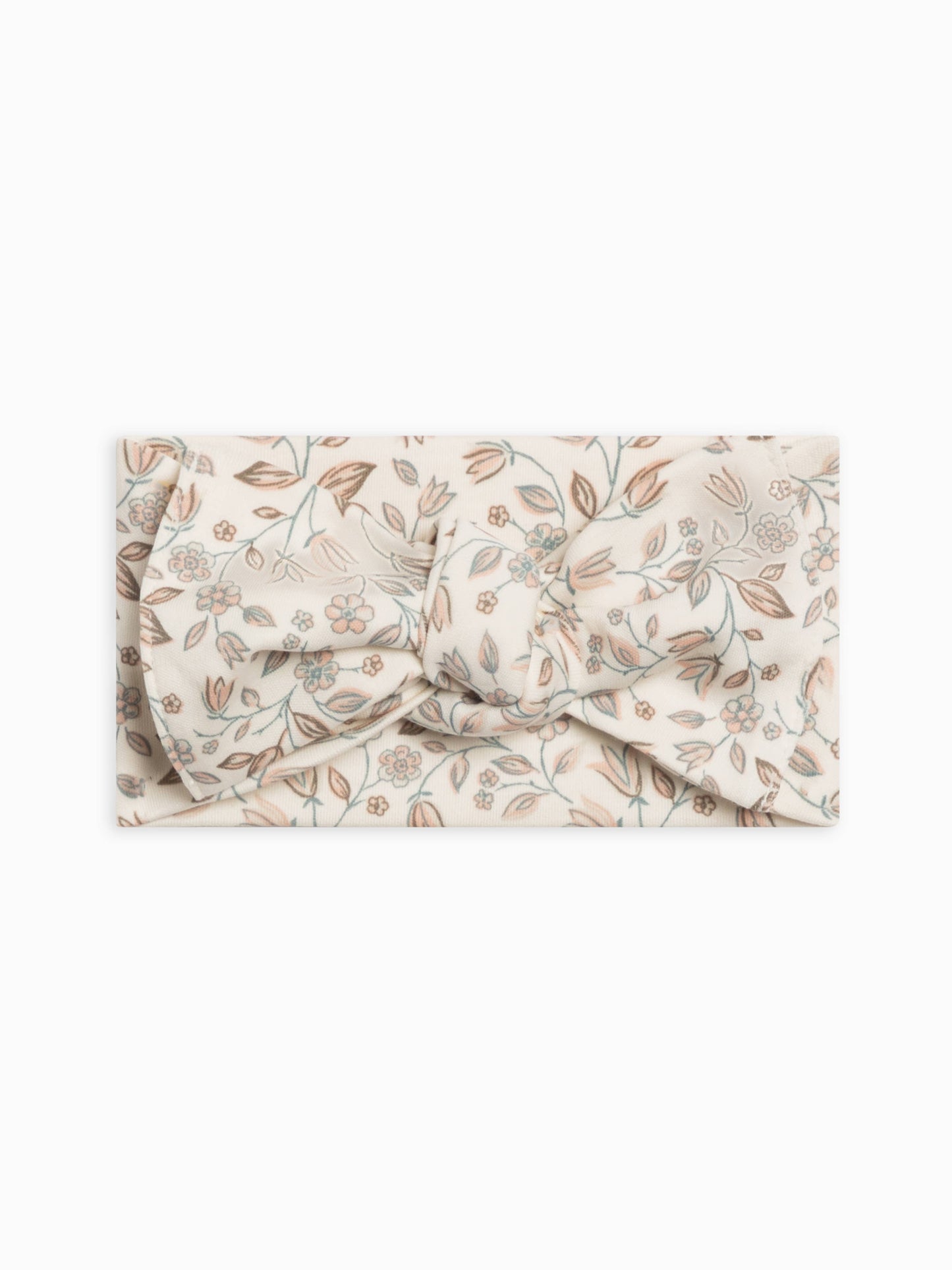 Organic Baby Hattie Knot Bow Wrap - Yuma Floral / Teal+Taupe