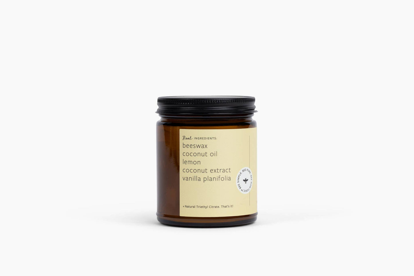 Lemon Meringue Essential Oil Beeswax Jar Candle: Non-Toxic