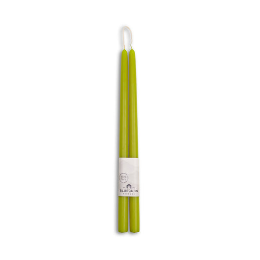 Pair of Hand-Dipped Beeswax Taper Candle Gifts for Fall Home: Pistachio / 16"