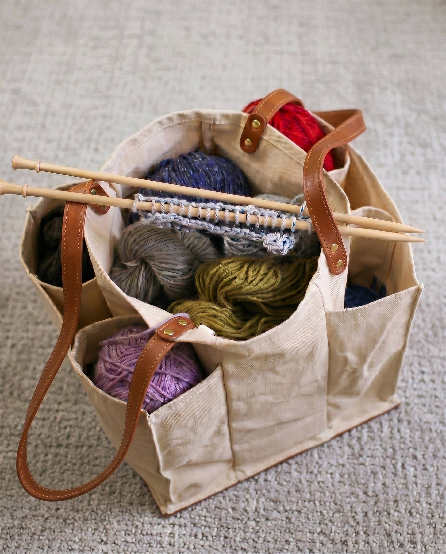 Heavy Canvas Tote Bag | Reusable Multi-Pocket Market Tote