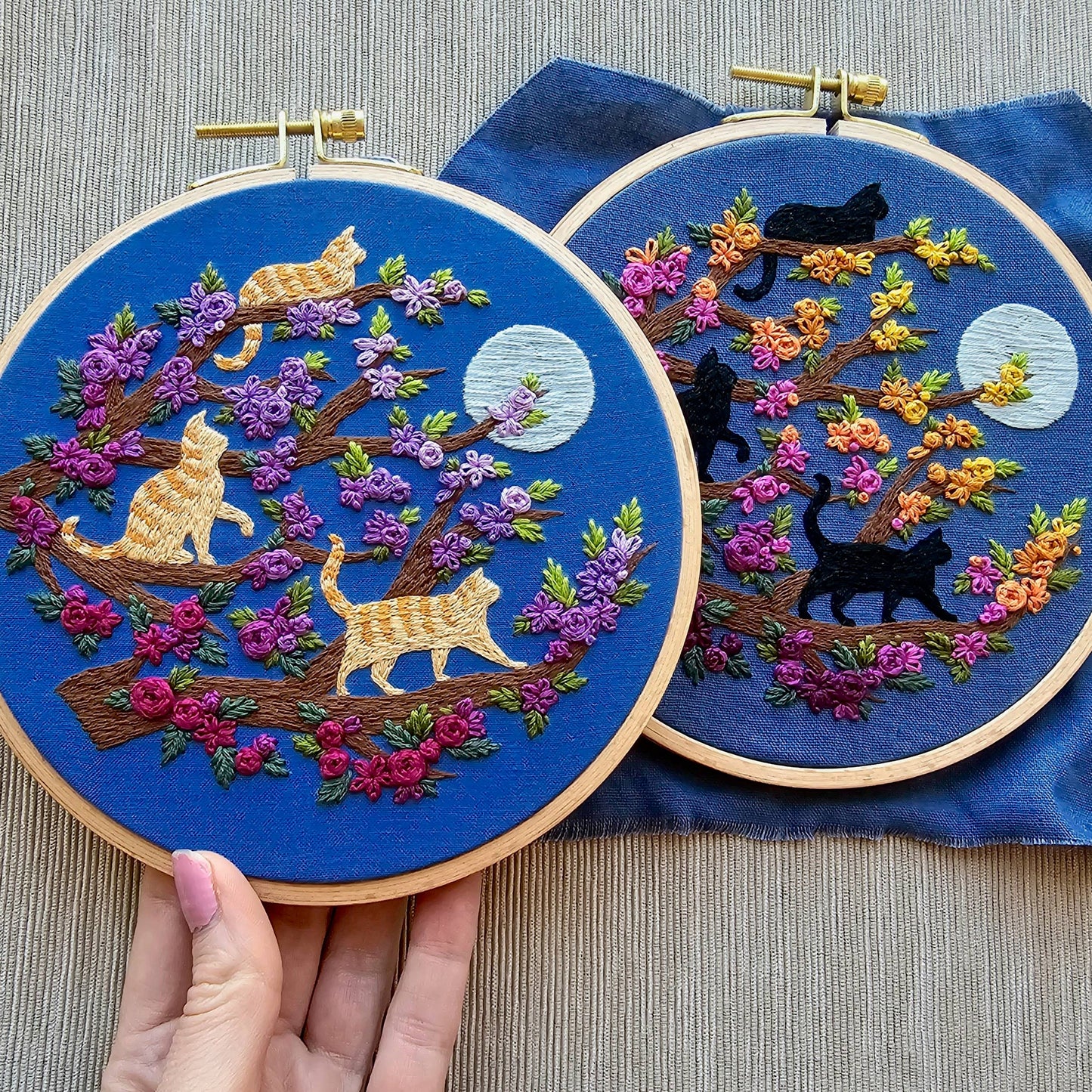 Cats & Full Moon Embroidery Kit