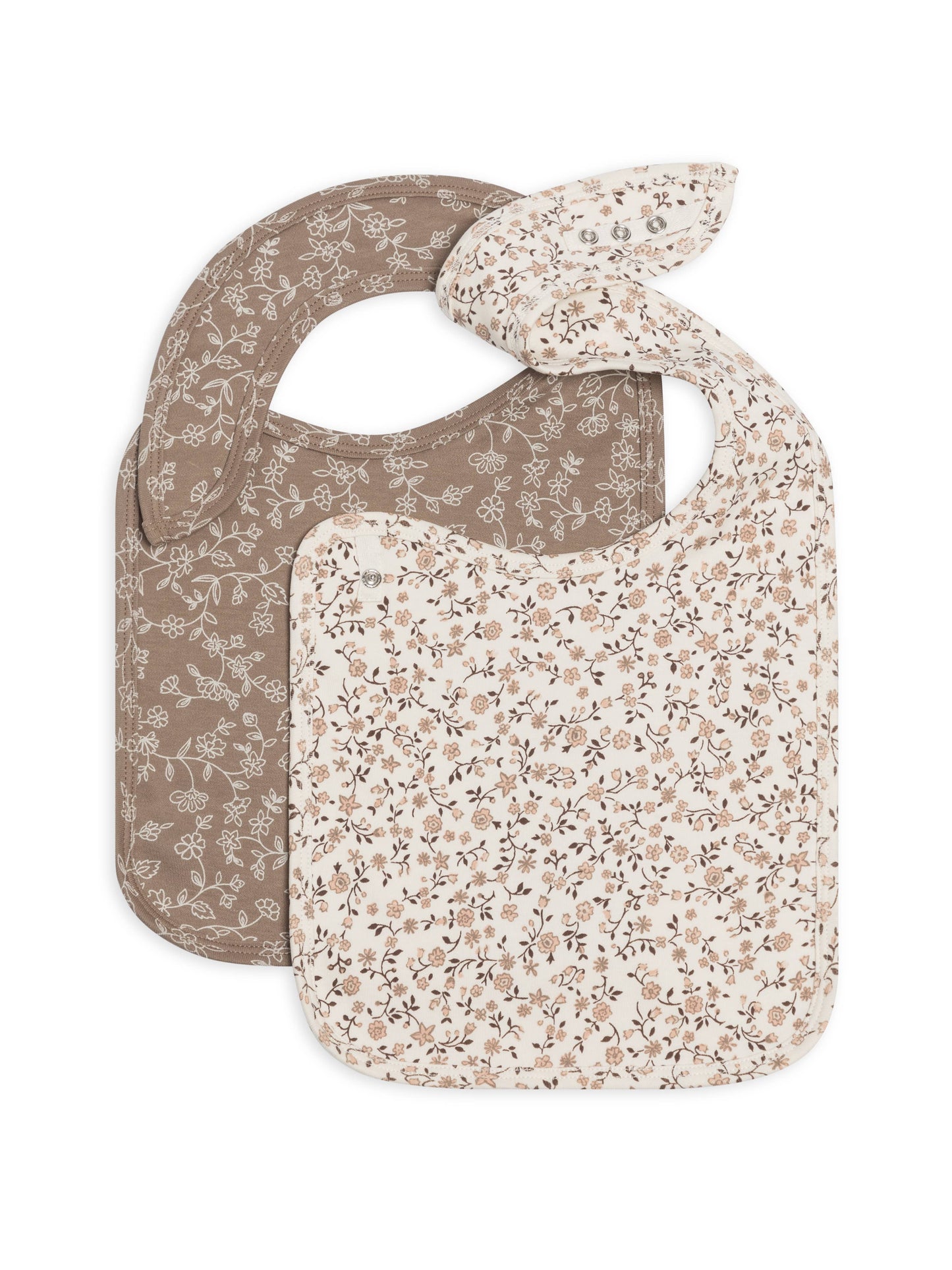 Organic Baby 2-Pack Bibs - Primrose Floral+ Pip Floral Taupe