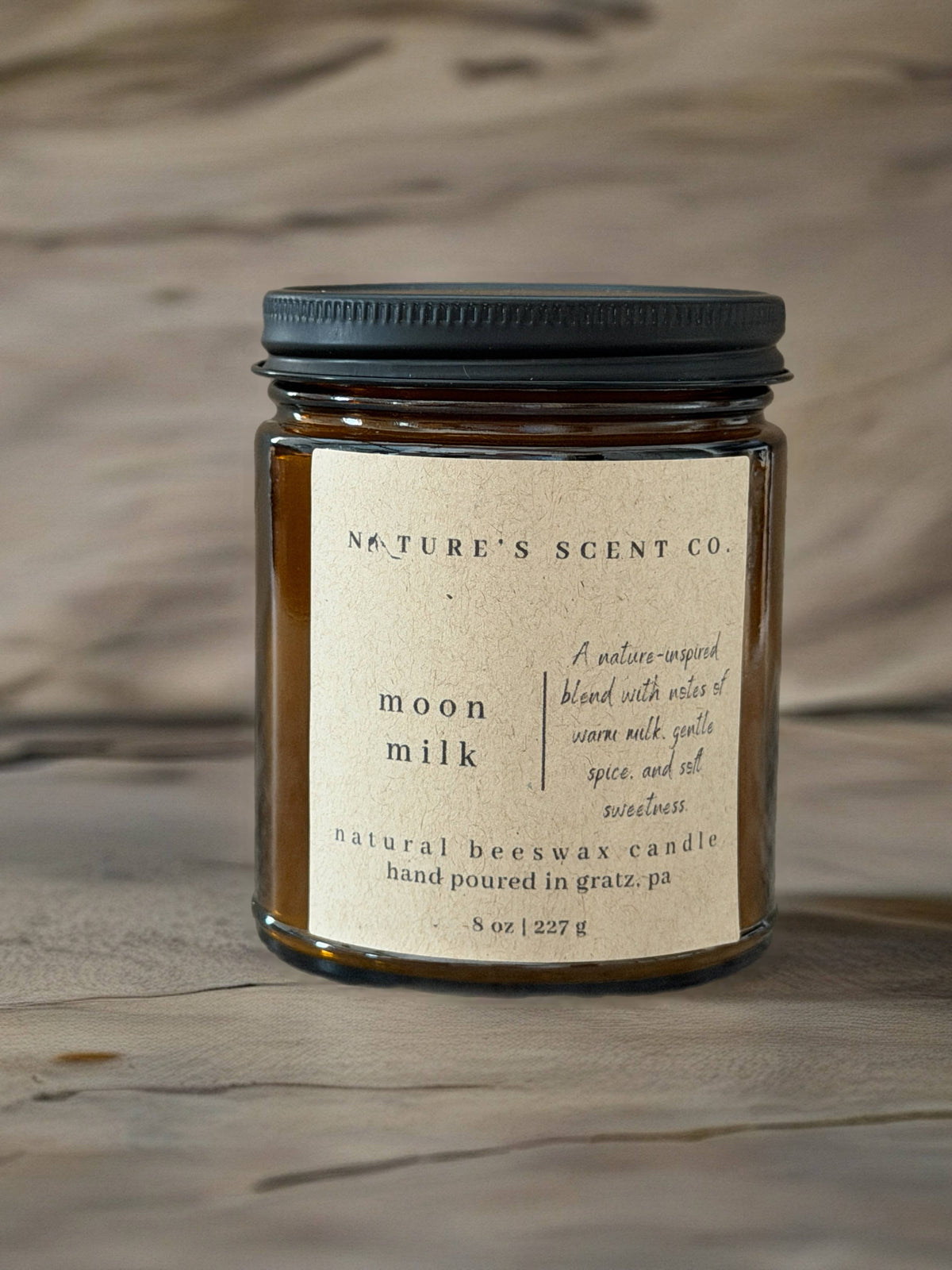 Moon Milk | Beeswax Candle | Wood Wick | Gift