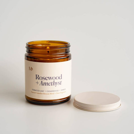 Rosewood + Amethyst | Canadian Beeswax Candle *NEW*
