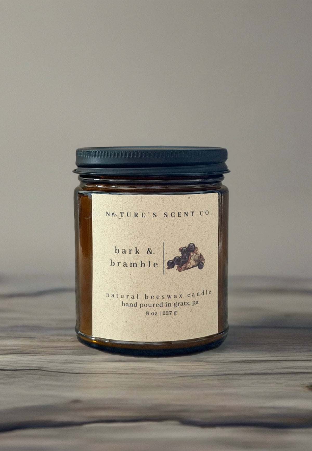Bark & Bramble | Beeswax Candle | Wood Wick | Gift