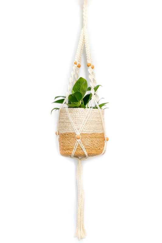Jute Plant Hanger with Beads (38inch)