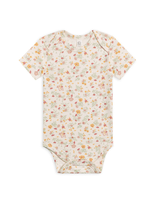 Organic Baby Afton Bodysuit - Bianca Floral / Berry: 12-18M