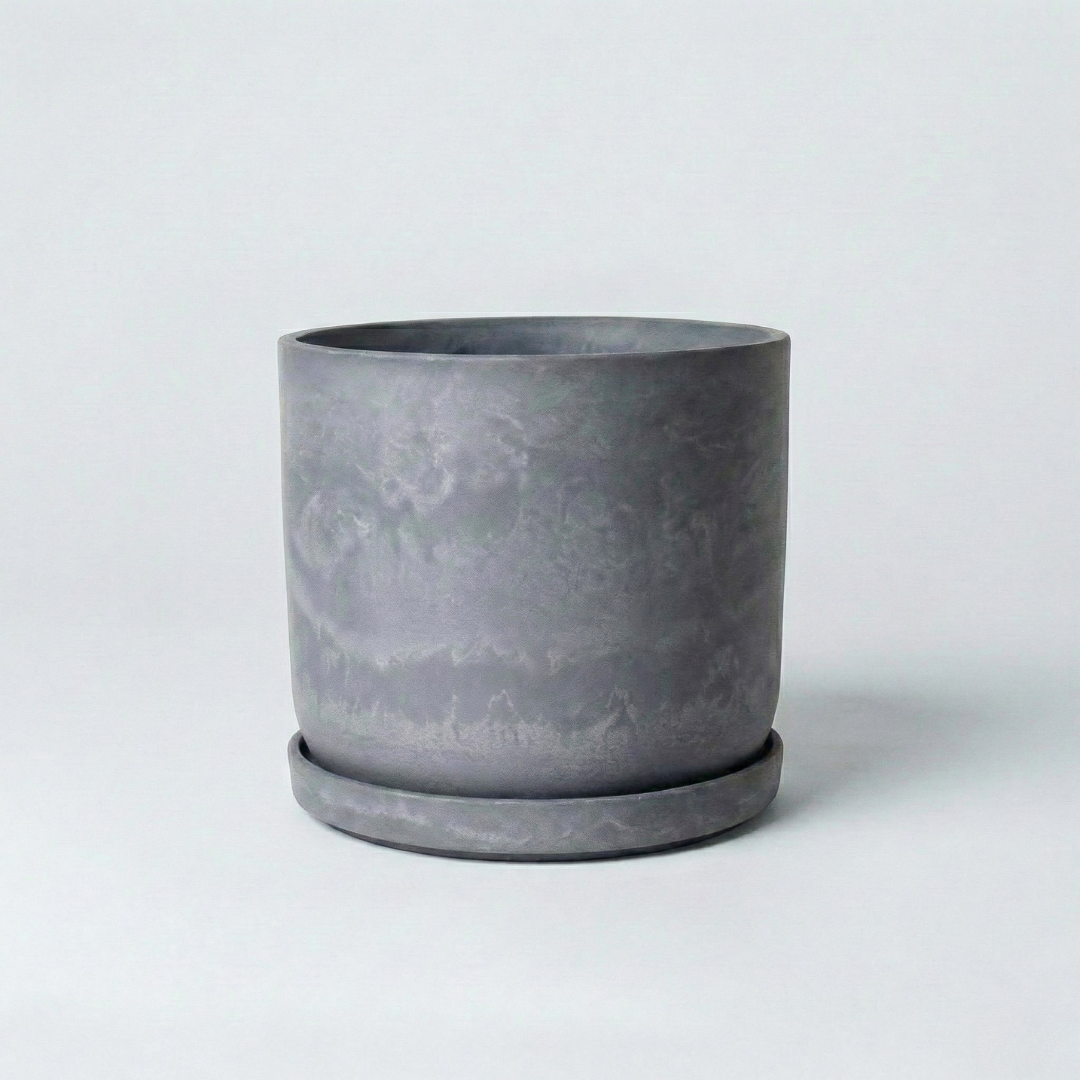 9" Signature Stone Planter & Saucer | Earth Tones