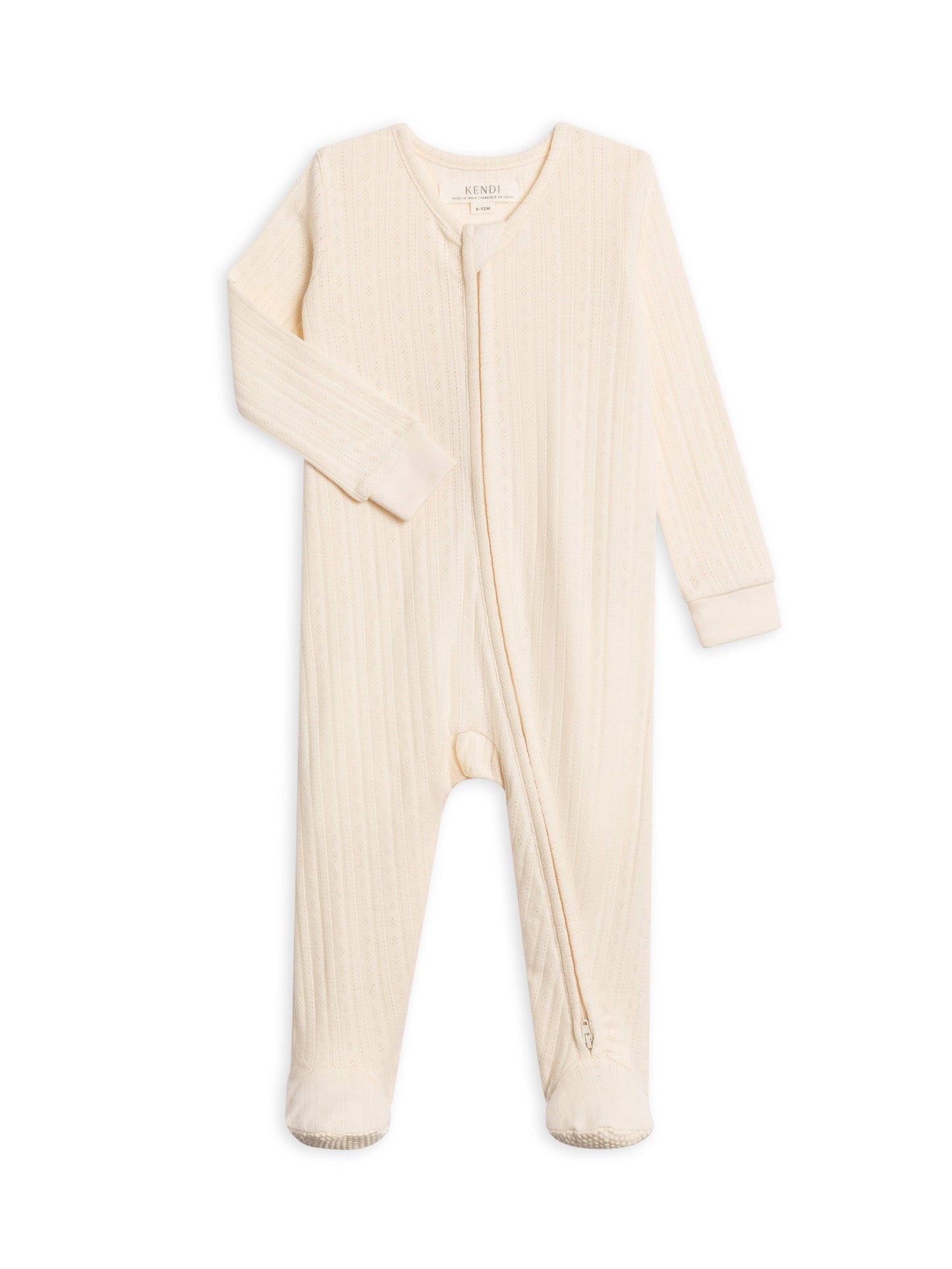 Maya Brushed Back Pointelle Footed Zipper Sleeper