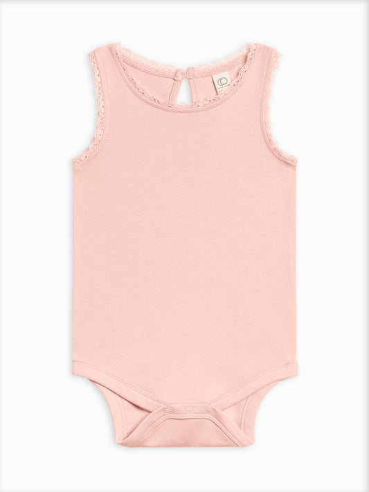 Organic Baby Luna Lace Bodysuit - Ballet