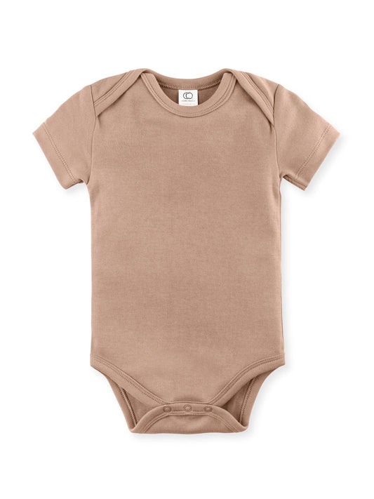 Organic Baby Short Sleeve Classic Bodysuit - Truffle: 0-3M