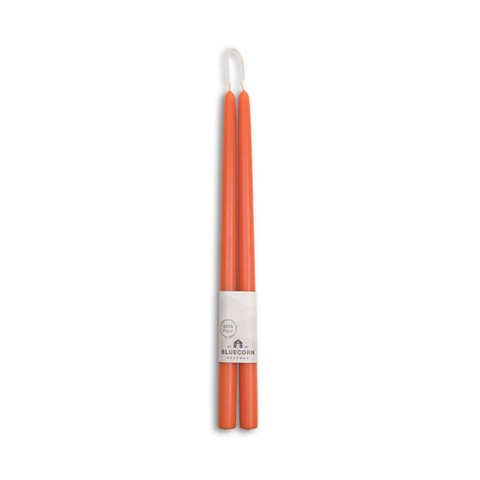 Pair of Hand-Dipped Beeswax Taper Candle Gifts for Fall Home: Apricot / 16"