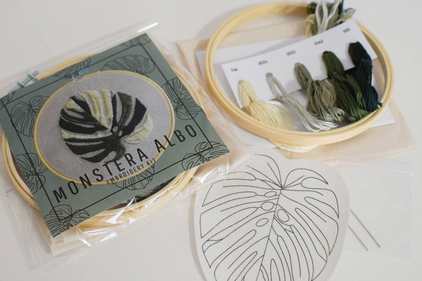 Monstera Albo Embroidery Kit