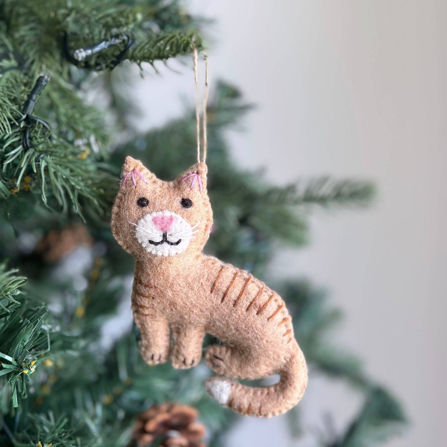 Felt Ornament - Stitched Cat: Brown Tabby