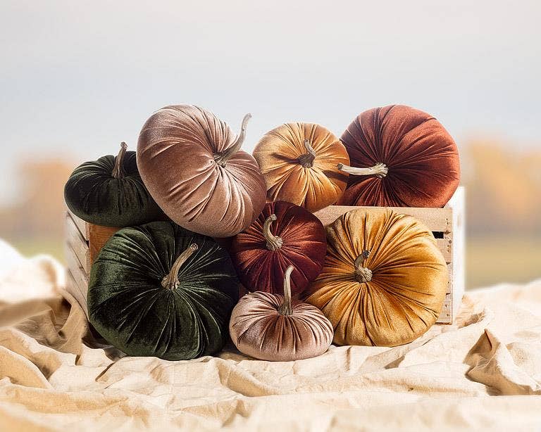 Velvet Pumpkin - 4 Assorted 10"D - Clearance
