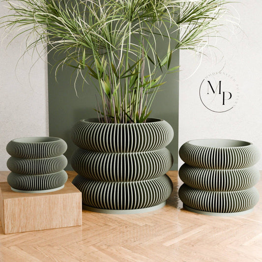 Triple BUBBLES Planter: Green / 4"
