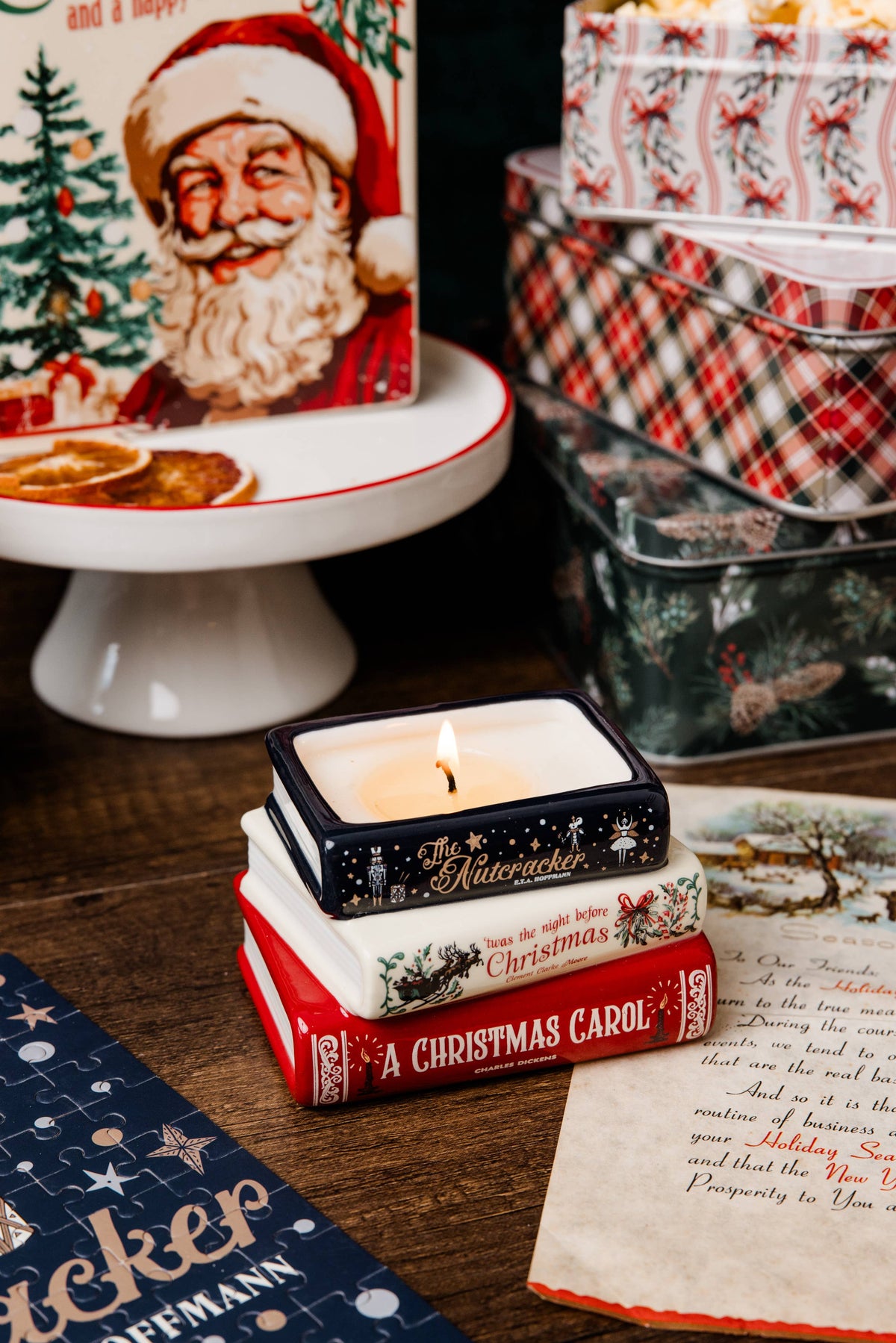 Stacked Christmas Carol Candle