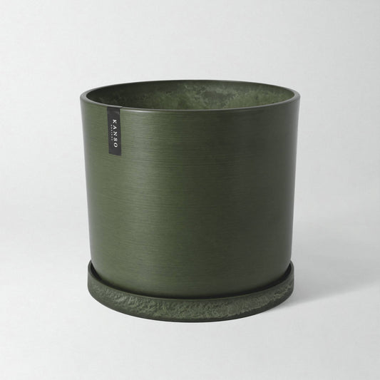 12” | 13" | 16" Signature Stone Planter Pot: 12" Olive Sage Planter & Saucer