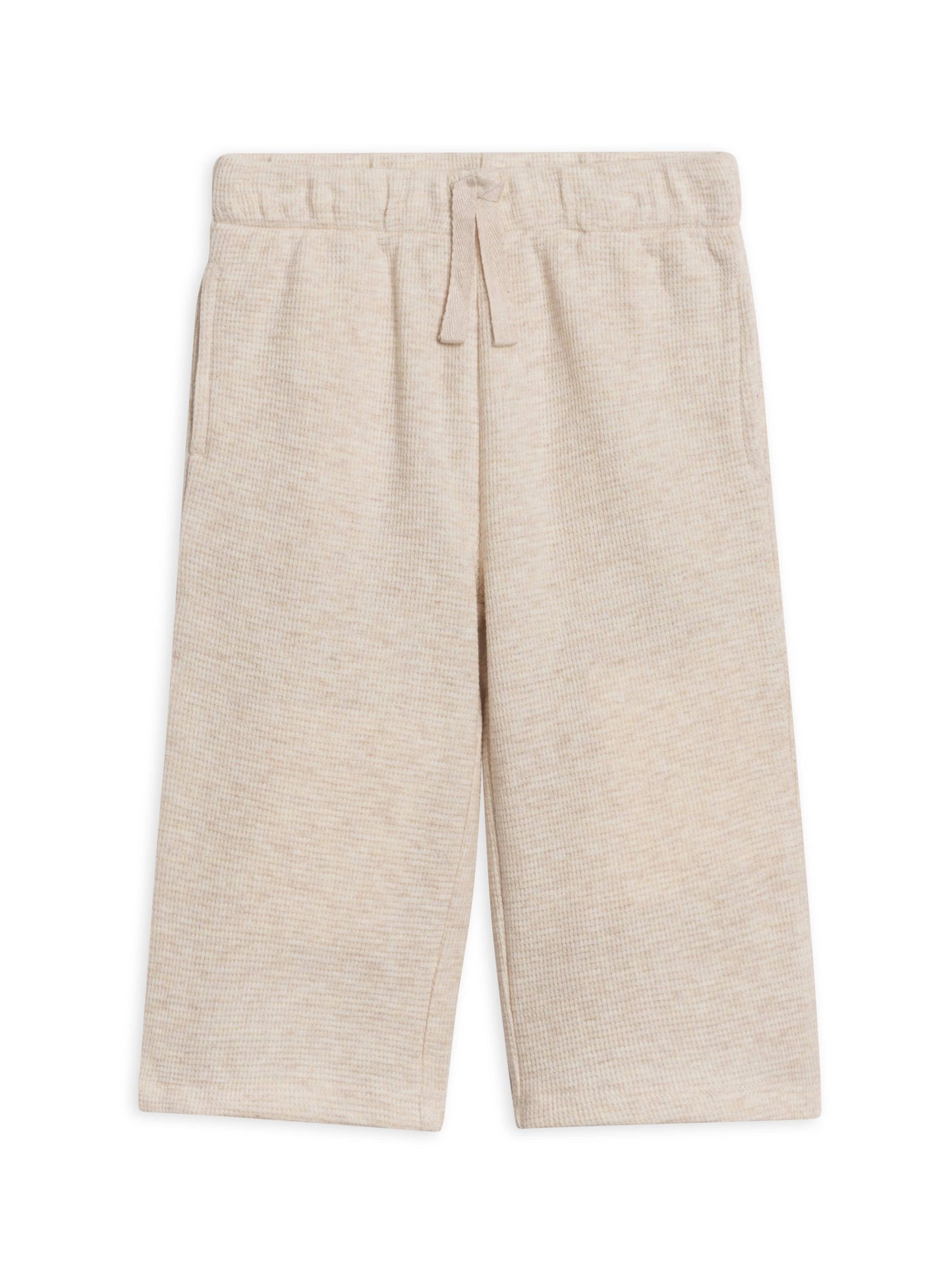 Clove Waffle Knit Straight Leg Pants - Heather Oat: 12-18M