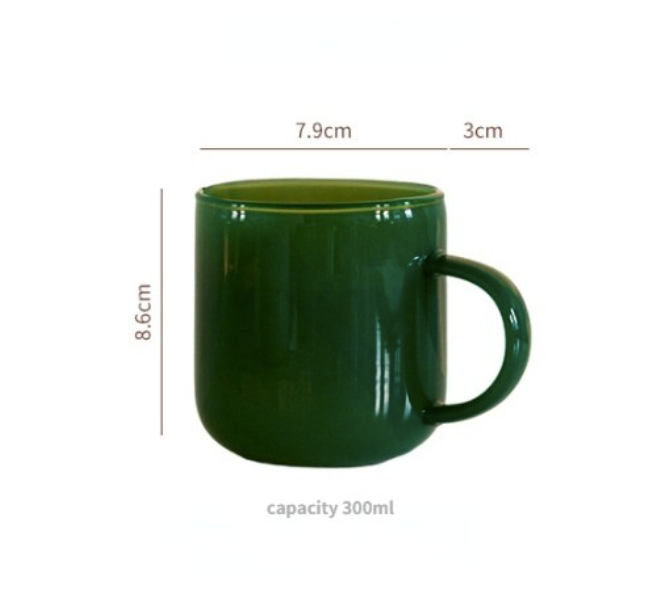 Retro Jade Glass Cup: Dark Green