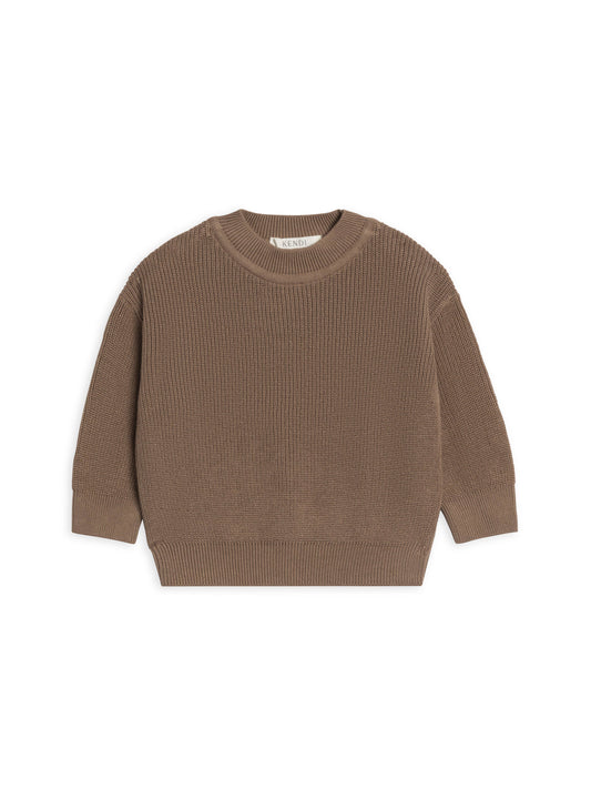 Laurie Sweater Knit Crew Pullover - Taupe: 12-18M