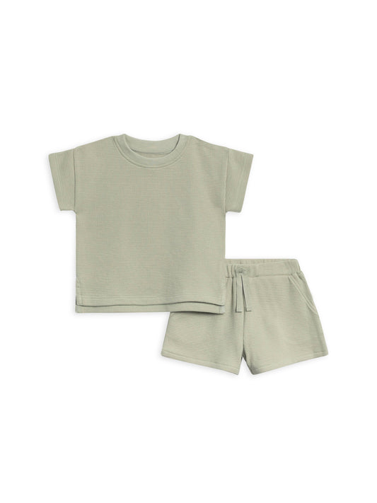 Organic Baby & Kids Odell Waffle Tee and Shorts Set - Mint: 6-12M