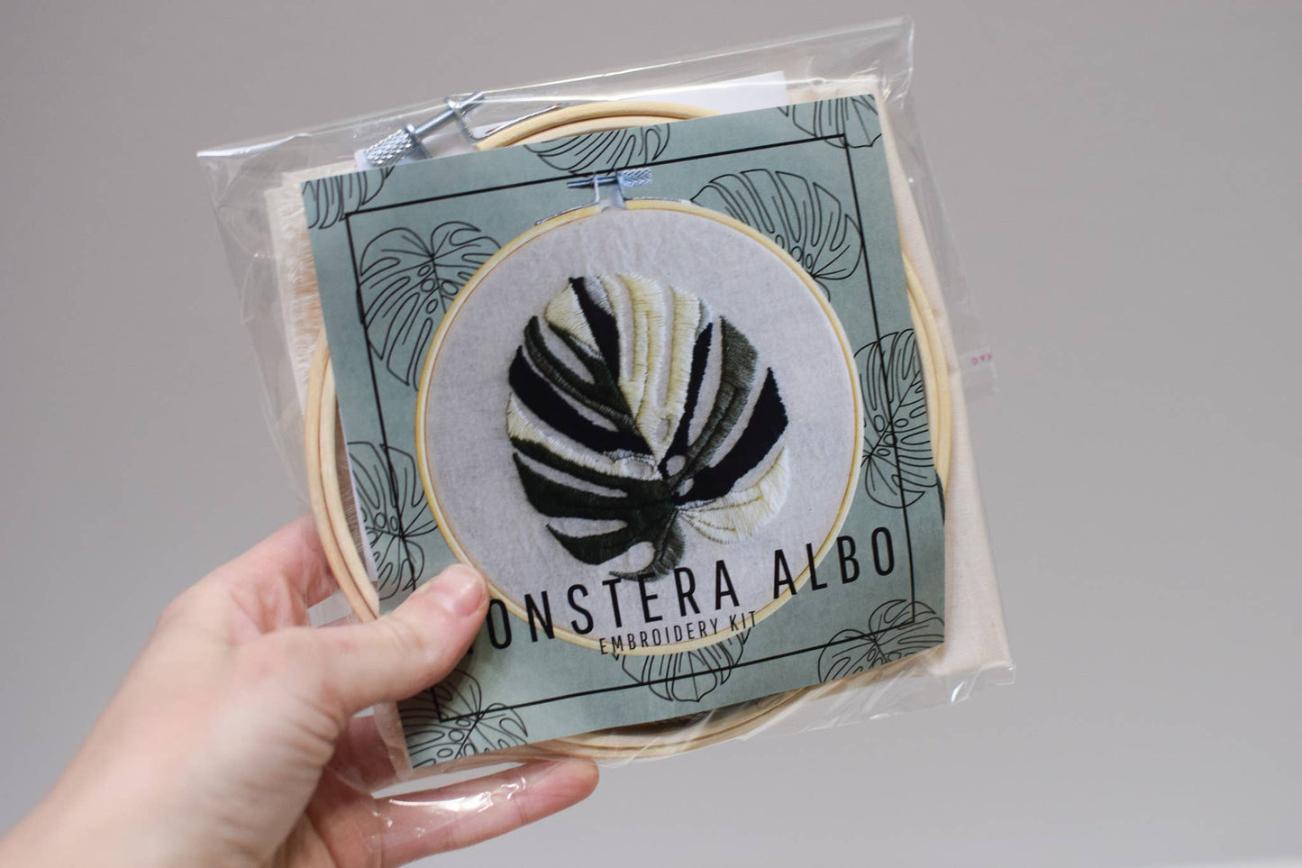 Monstera Albo Embroidery Kit