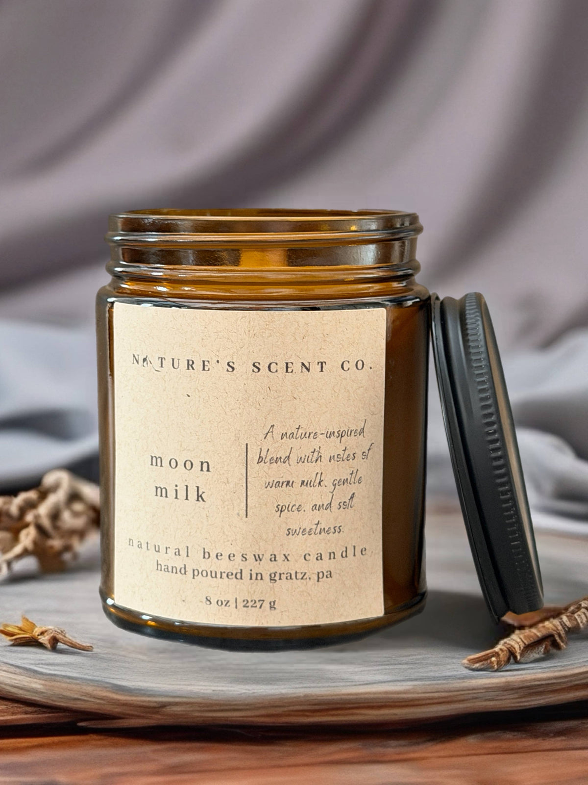 Moon Milk | Beeswax Candle | Wood Wick | Gift