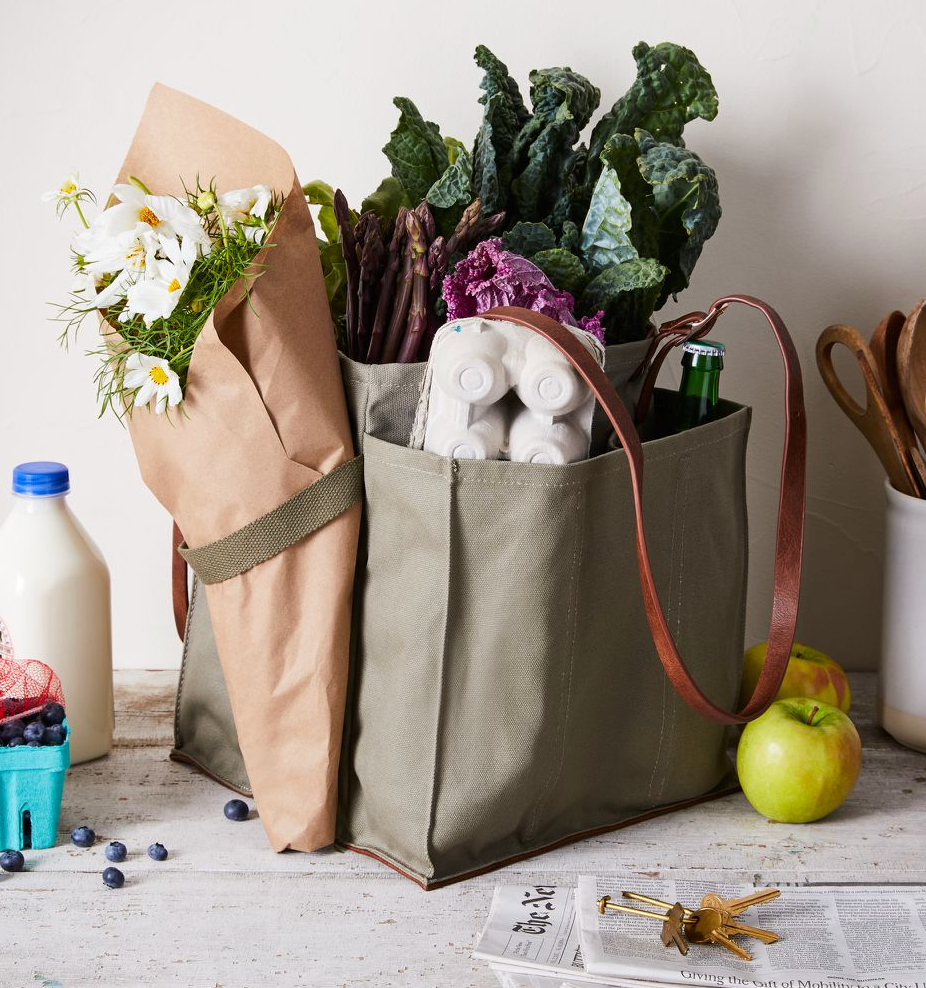 Caper Green Market Tote with Insert & Adjustable Handles