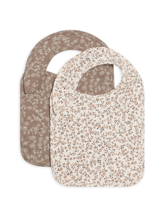 Organic Baby 2-Pack Bibs - Primrose Floral+ Pip Floral Taupe