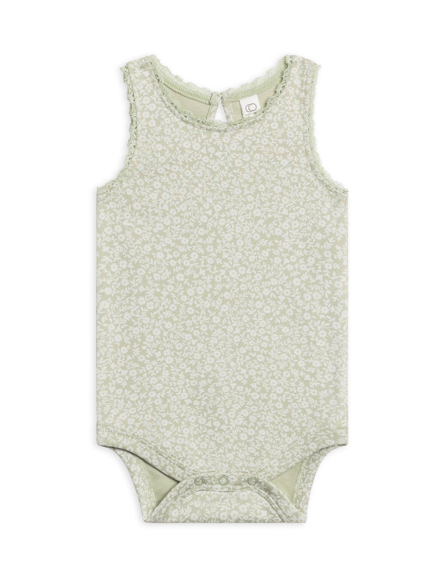 Organic Baby Luna Lace Bodysuit - Gwen Floral / Mint: 3-6m