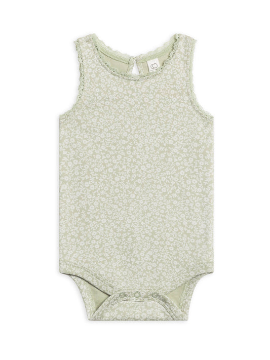 Organic Baby Luna Lace Bodysuit - Gwen Floral / Mint: 18-24m