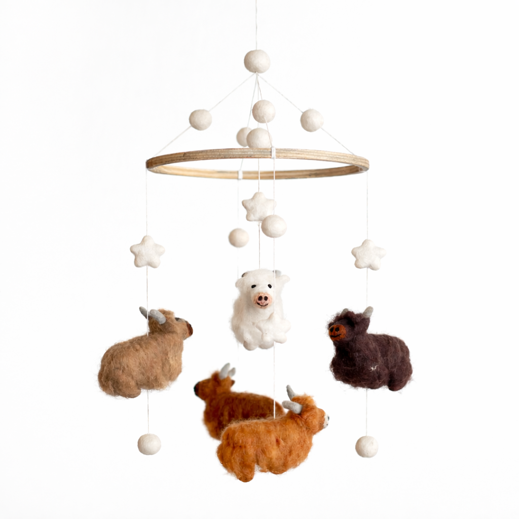 Felt Baby Mobile - Highland Cow