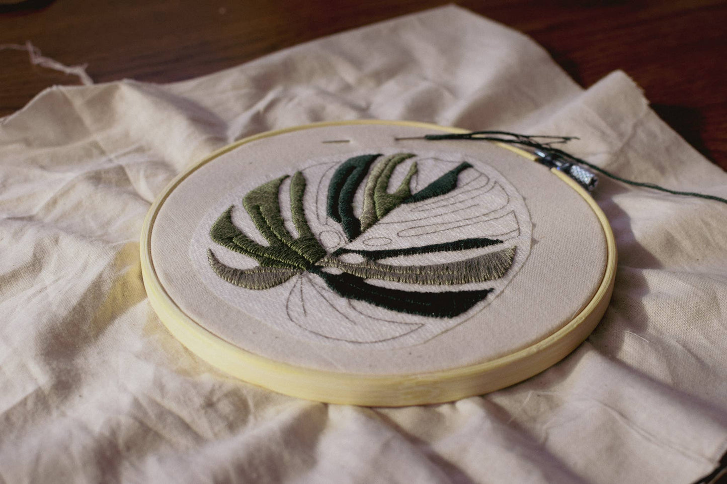 Monstera Albo Embroidery Kit