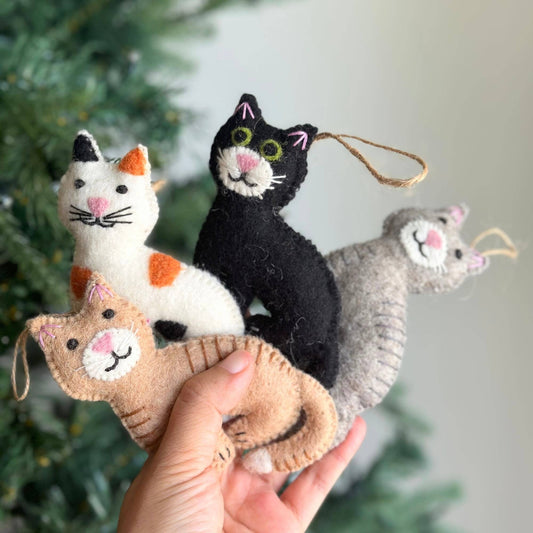 Felt Stitched Cat Ornament