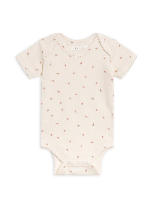 Josie Pointelle Short Sleeve Bodysuit - Rosa Floral / Ballet: NB