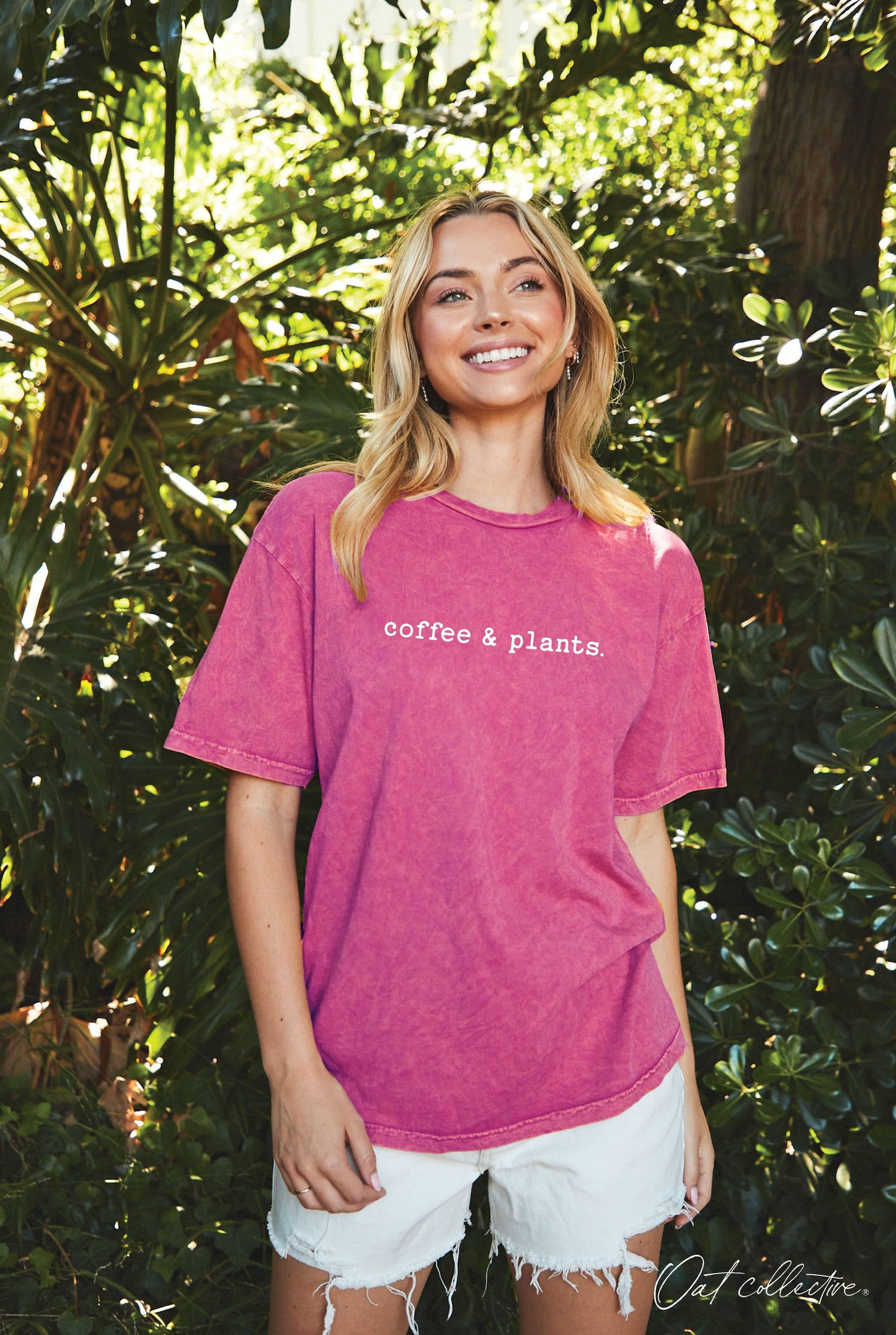 COFFEE AND PLANTS Mineral Washed Graphic Top