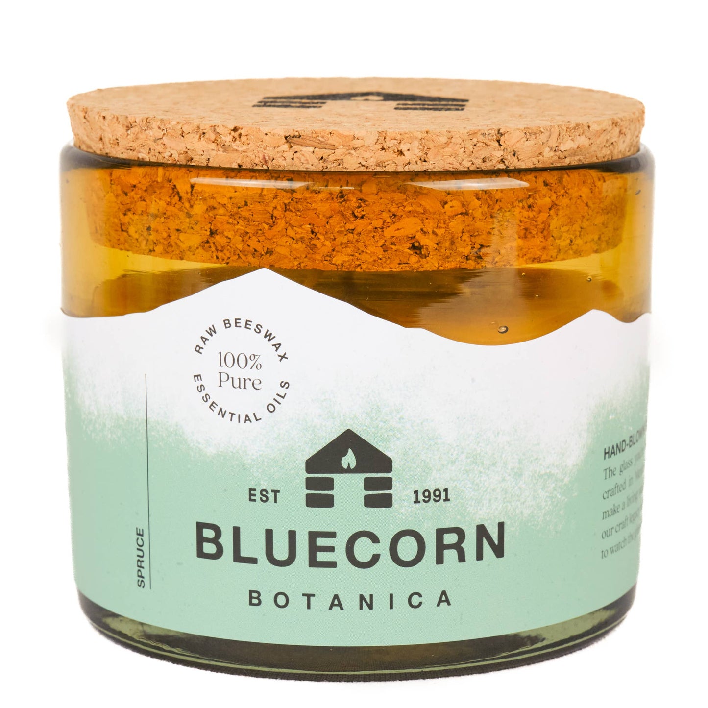 NEW Beeswax Botanica Candle in Blown Glass: Spruce / 8 oz
